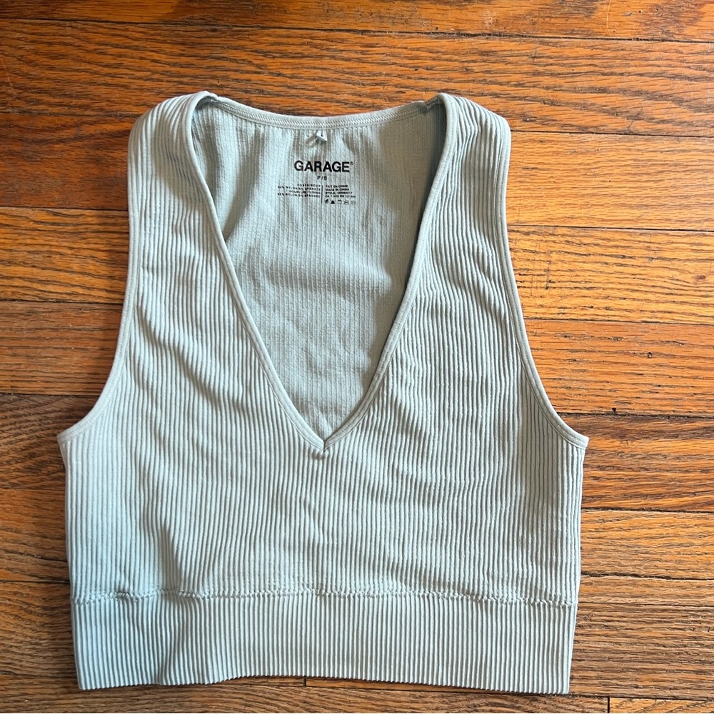 Sage green crop top from Garage